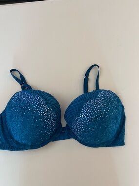 Victoria's Secret Very Sexy Teal Lace Rhinestone Push-Up Bra 38D